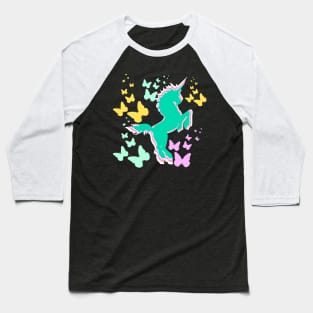 Unicorn and Butterflies Baseball T-Shirt